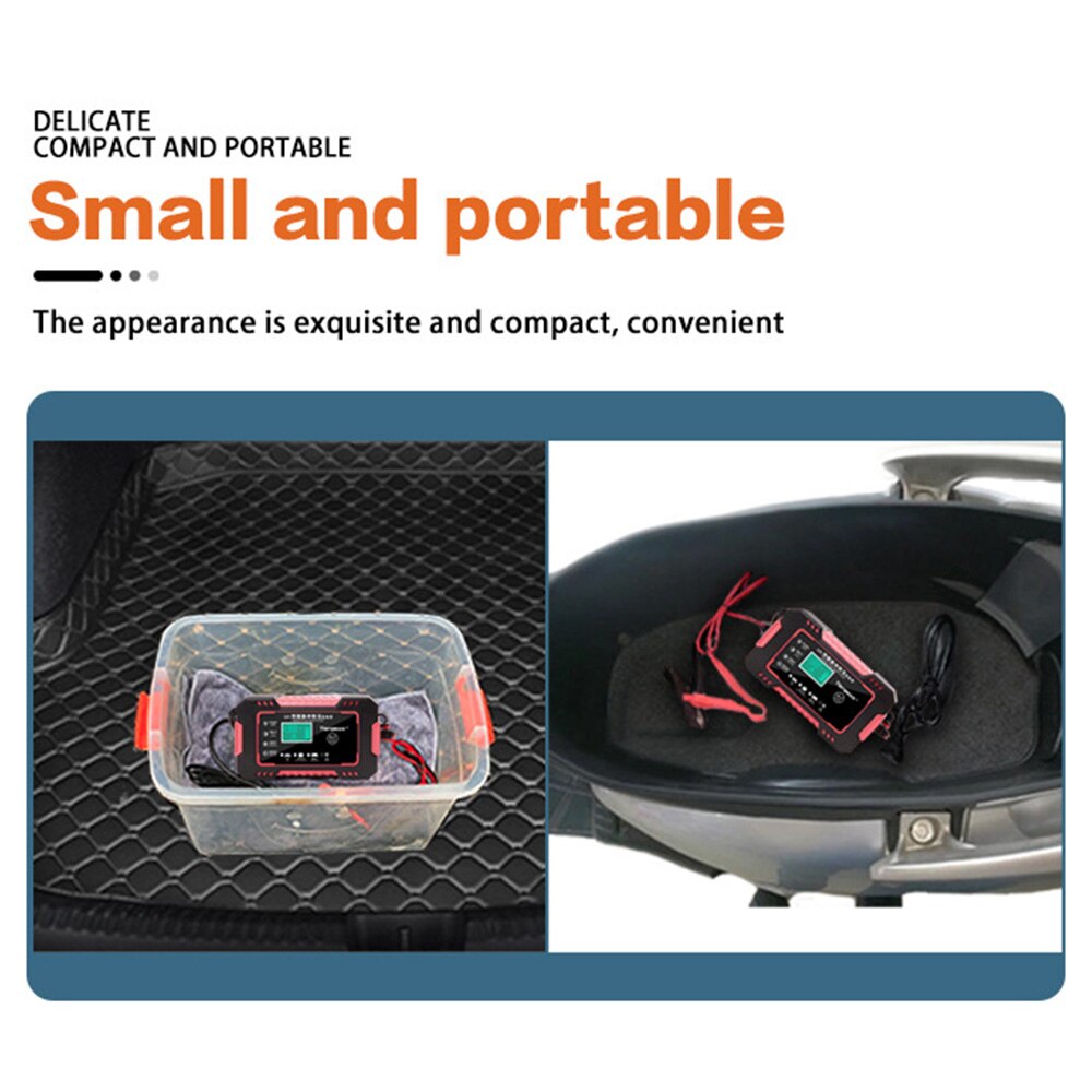 Wet Dry Lead Acid Battery Charger Full Automatic Digital LCD Display 12V 6A Car Battery Charger Agm Gel Wet Pulse Repair