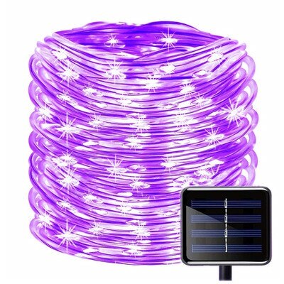 Solar Copper Wire Tube Light 8 Mode Outdoor Waterproof String Lights Christmas Garden Lights LED Lantern: 12M 100LED / Purple