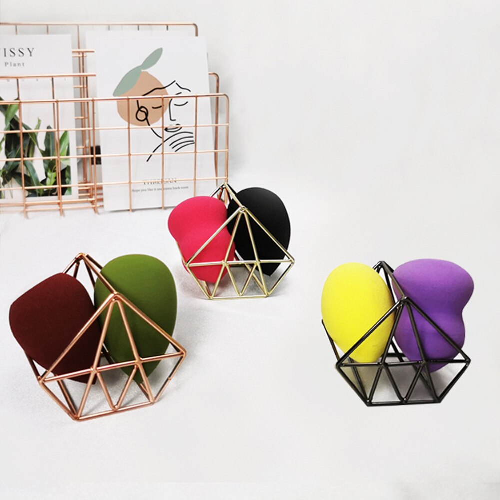 Hit diamantvormige metalen beugel make-up puff rek cosmetische houder blender display standaard legering droogkracht make-up spons gereedschap
