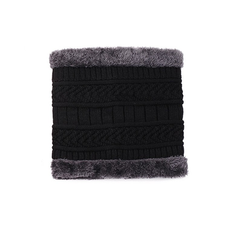 Mannen Dikke Winter Hoed, sjaal En Fluweel Warme Ski Muts Sjaal Pak Mannen Beanie Gehoorbescherming Hals Grote Maat Katoen Gezichtsmasker: Black-2