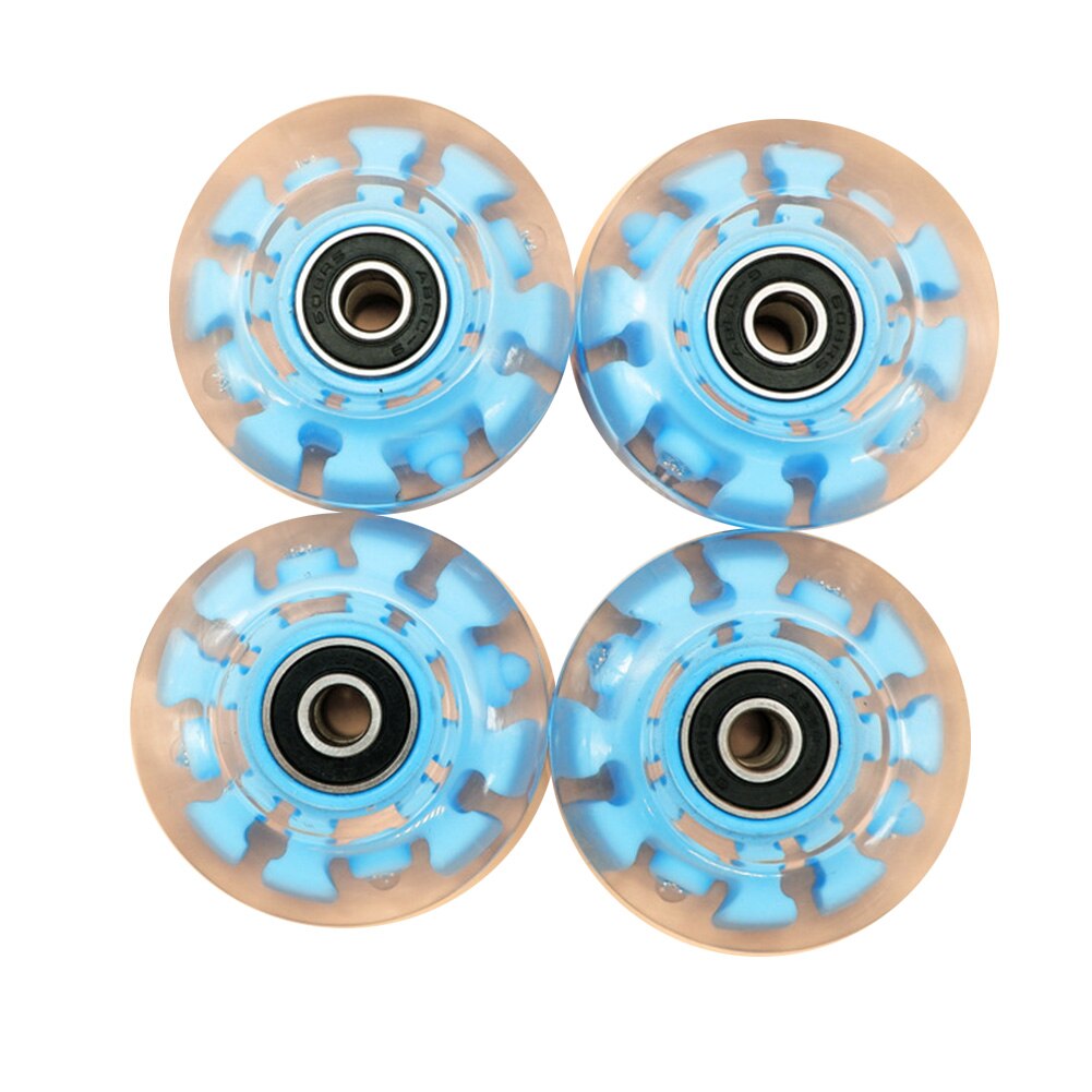 4pcs Skating Light Up Sliding Accessories Luminous Transparent With BankRoll Bearings Roller Skate Wheels Outdoor Double Row PU