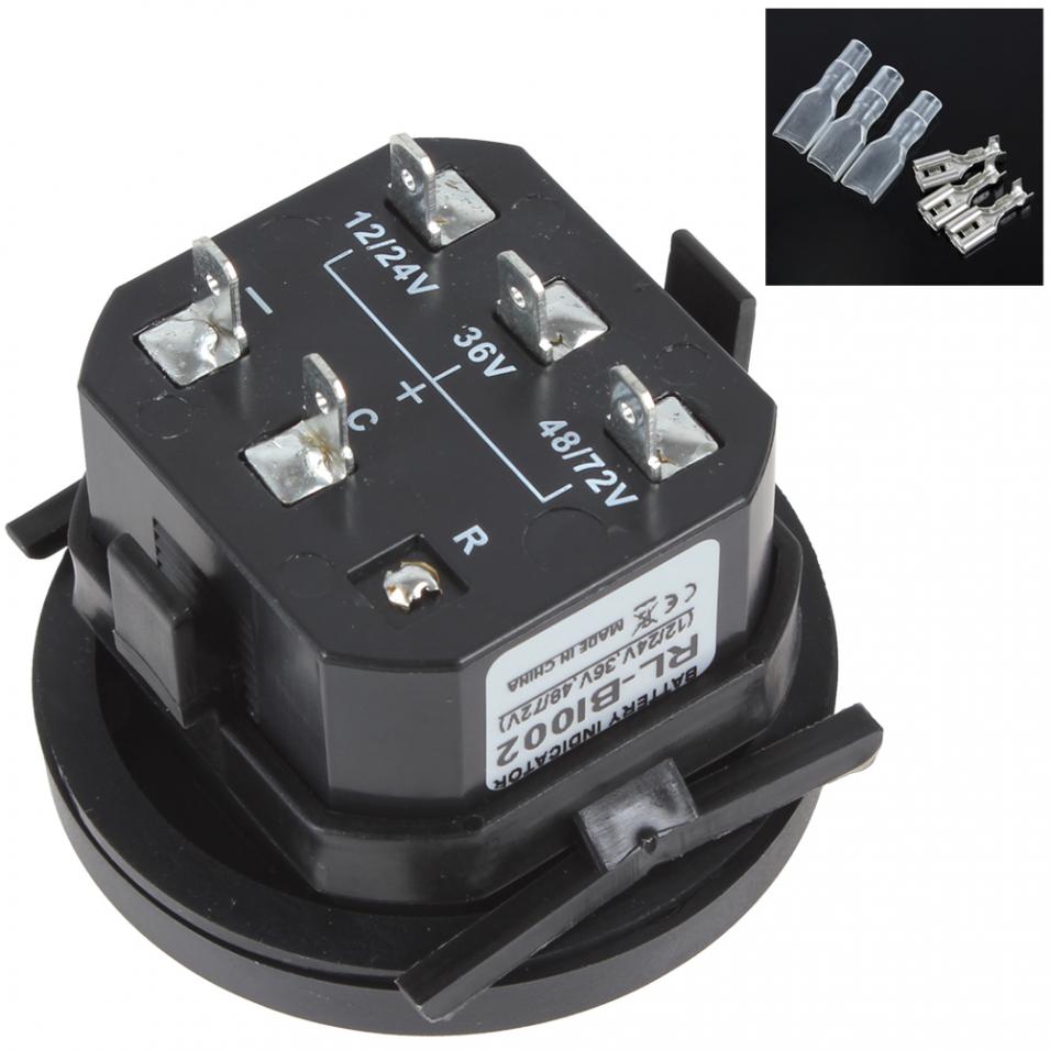 12/24V 36V 48/72V Universal Three-color LED lights Battery Indicator Charge Status Meter Gauge Auto Battery Capacity Tester