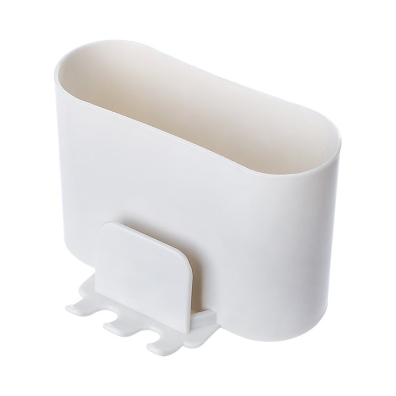 Organizador de estantes de baño sin taladro, estante de almacenamiento de ducha, soporte de champú de plástico para inodoro, montaje en pared, accesorios de baño: Marfíl