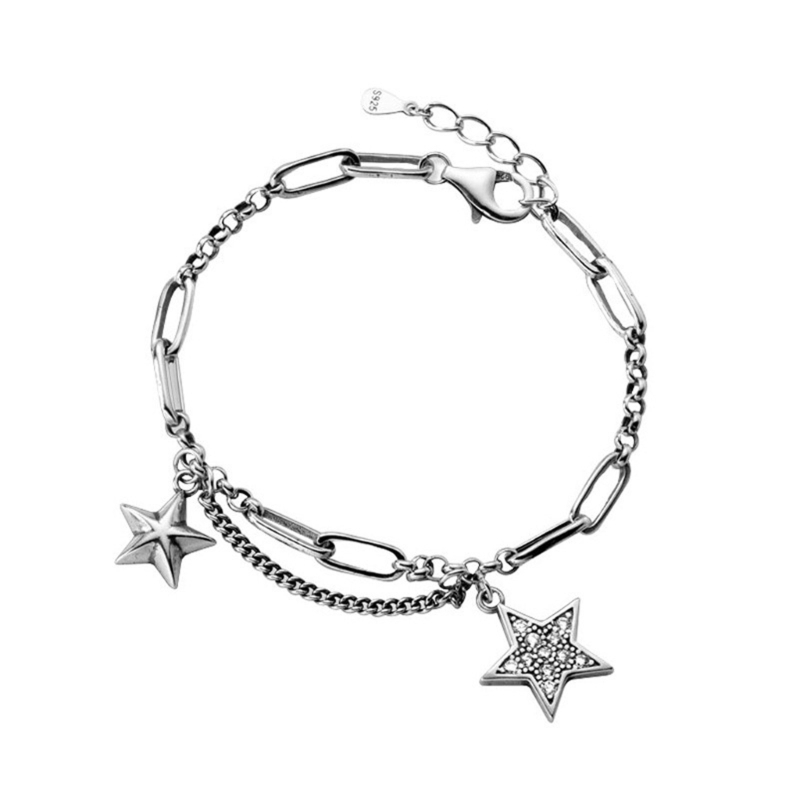 Vintage błyszcząca gwiazda Pentagram bransoleta ze stali tytanu dla kobiet słodka estetyczna bransoletka Y2k Charm Harajuku biżuteria: Ciemny zielony