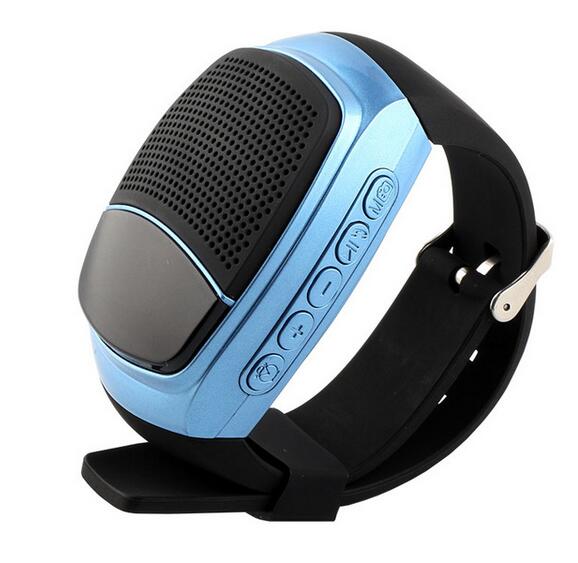 Bluetooth Speaker Sport Smart Horloge B90 Handsfree Call Tf Kaart Spelen Fm Radio Zelfontspanner Draadloze Tijd display: Blauw