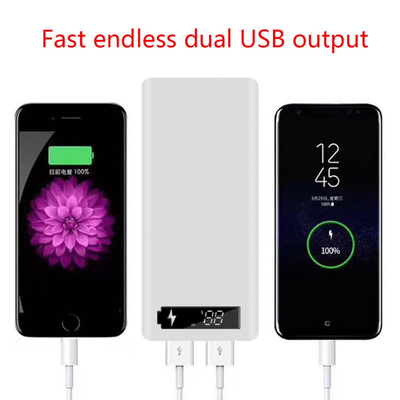 5V Dual USB10x18650 Power Bank Case Met Digitale Scherm Mobiele Telefoon Oplader Diy Shell 18650 Batterij Houder Opladen doos