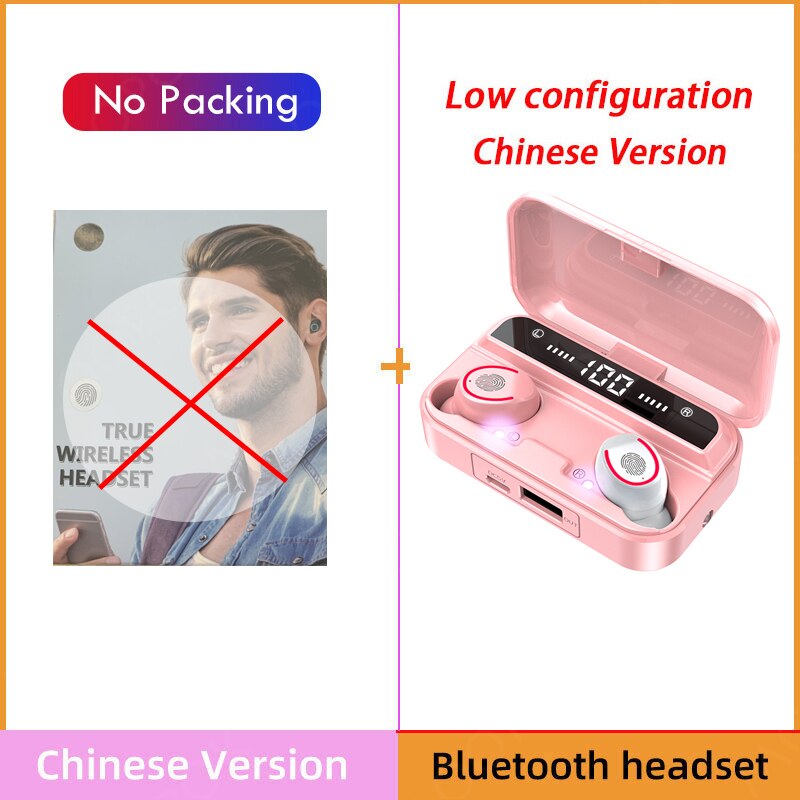 TWS Bluetooth 5.1 Earphones Wireless Headphones 2000mAh Charging Box With Mics Waterproof Headsets Mini Flashlight Music Earbuds: D
