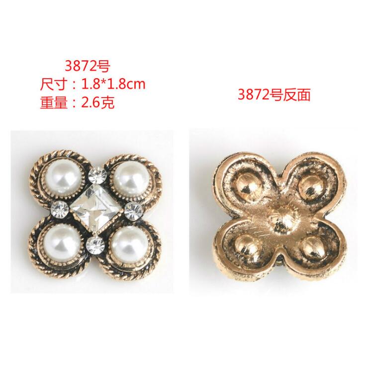 10pcs/lot antique gold alloy buttons flat back rhinestone embellishment buttons crafts