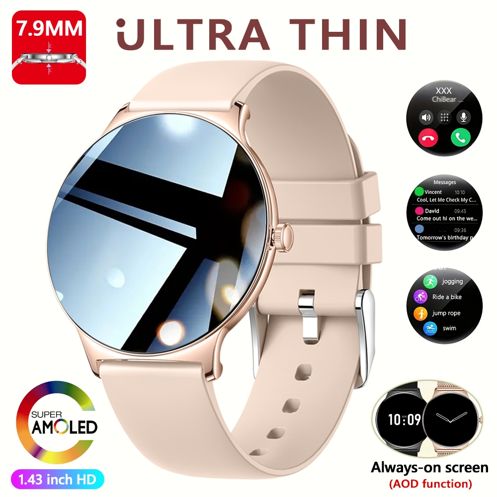 ChiBear Ultra Sottile Moda Smart Watch Schermo da donna Visualizza sempre l'ora Bracciale sportivo Chiamata Bluetooth AMOLED Smartwatch Donna