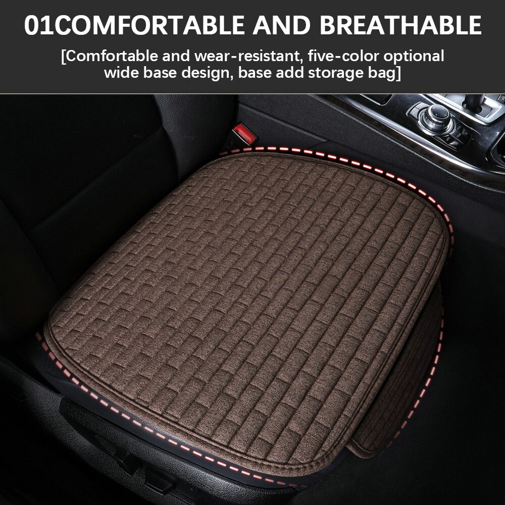 Car Seat Cover Front/Rear Flax Seat Protect Cushion Universal Breathable Comfortable Automobile Protector Pad Car Covers Mat