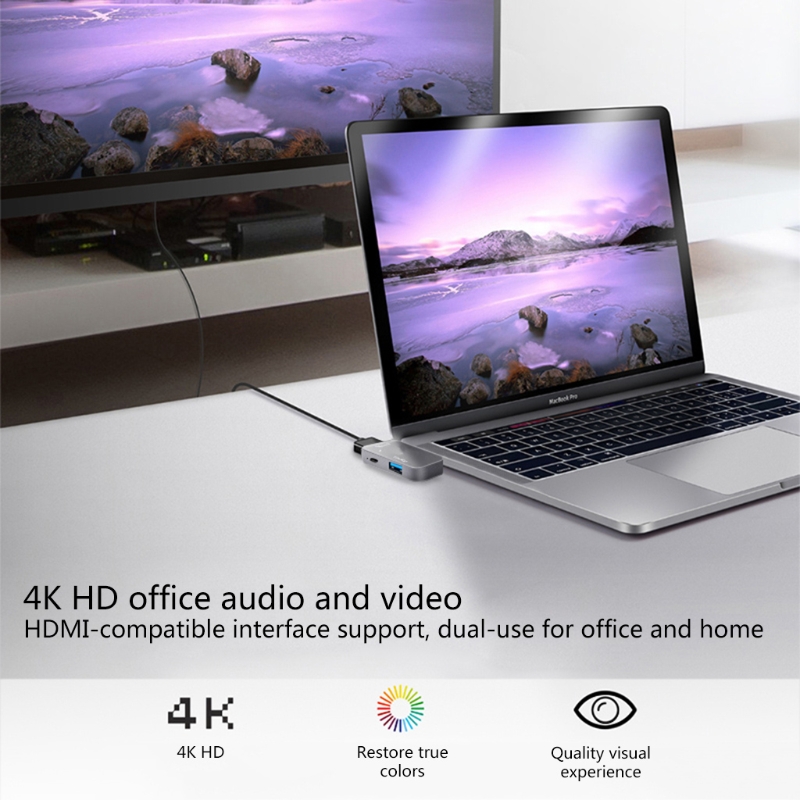 Disque dur SSD 5 en 1 usb 3.0 vers Thunderbolt 3 Hub, 2x Type C 4k Compatible HDMI PD Fast