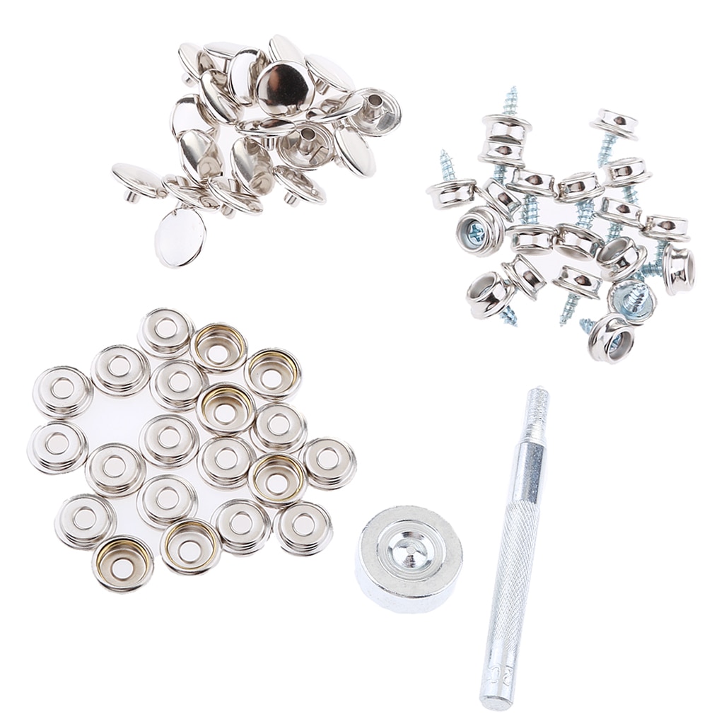 152 Pieces Stainless Steel Boat Marine 3/8'' Fastener Snap Cover Button Socket Press Stud Screw Kit