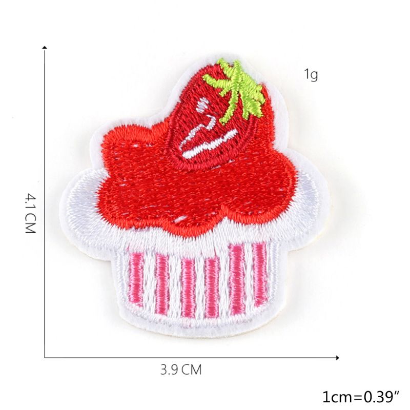 14 st tecknade cupcake desserter tyg lappar järn på barn broderad dekorativ sömnad applikation för klädväska diy