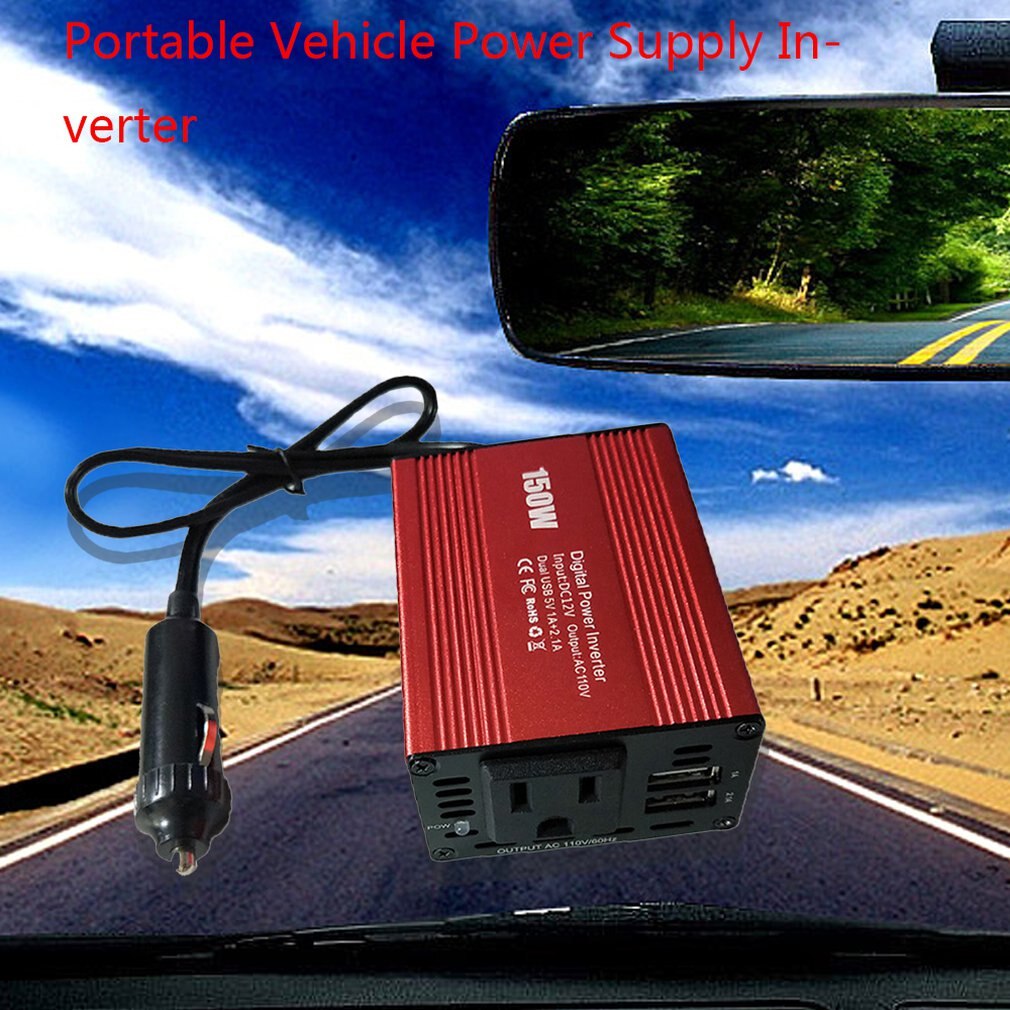150W Car Inverter Charger Dc12 To Ac110/220V Dual Usb Output 3.1A Power Converter