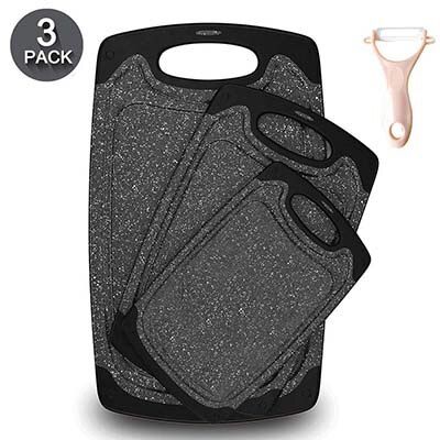 Plast skärbräda  (3 dels set) bpa-fria med juice spår halkskydd skärbräda för vegetabilisk kött kök verktyg: Default Title