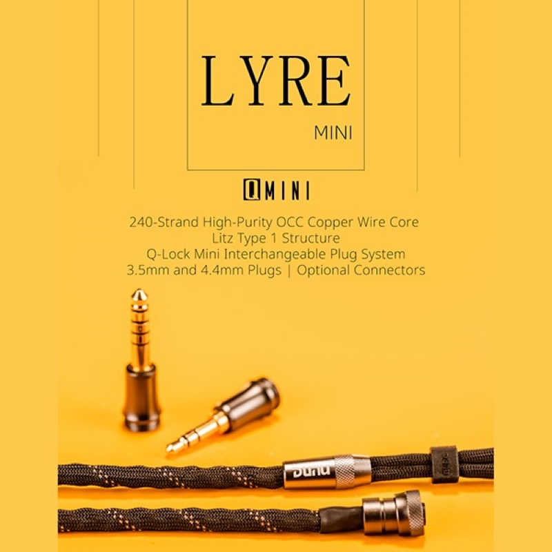 DUNU Lyre Mini Cabo de fone de ouvido OCC de alta pureza de 240 fios com Q-Lock Mini para Dunu Davinci