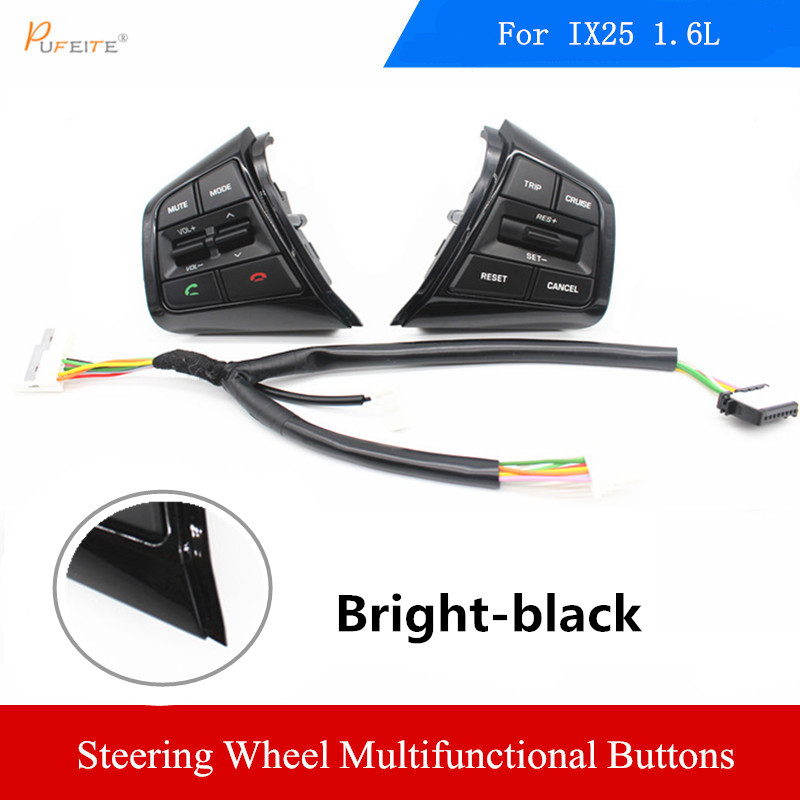 Factory price Steering Wheel Control Buttons Remote Cruise Control Bluetooth Button with Wire For Hyundai ix25 (creta) 1.6L 2.0L: bright 1.6 set