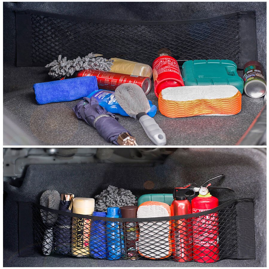 Klittenband sedan kofferbak organizer achterbank rugleuning bagagenet flexibele nylon auto opbergruimte muursticker tas auto accessoires