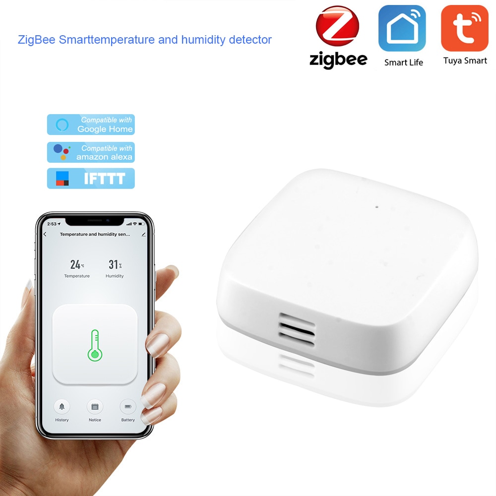 Tuya Smart Temperature And Humidity Environment Sensor Smart control Zigbee connection intelligent linkage Google home IFTTT