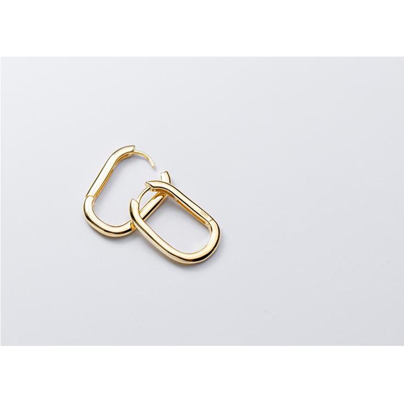 925 Sterling Zilveren Ovale Hoepel Oorbellen Voor Vrouwen Koreaanse Punk Eenvoudige Gouden Cirkel Oorbel Oor Piercing Minimalistische Sieraden Meisje: Gold Earrings