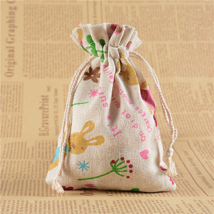 20 kpl/erä 10 x 14cm, 13 x 18cm sarjakuvaeläimet painetut säilytyspussit järjestäjä kiristysnauha laukku puuvilla pellava koru kosmetiikkapussi: 13 x 18cm pupu