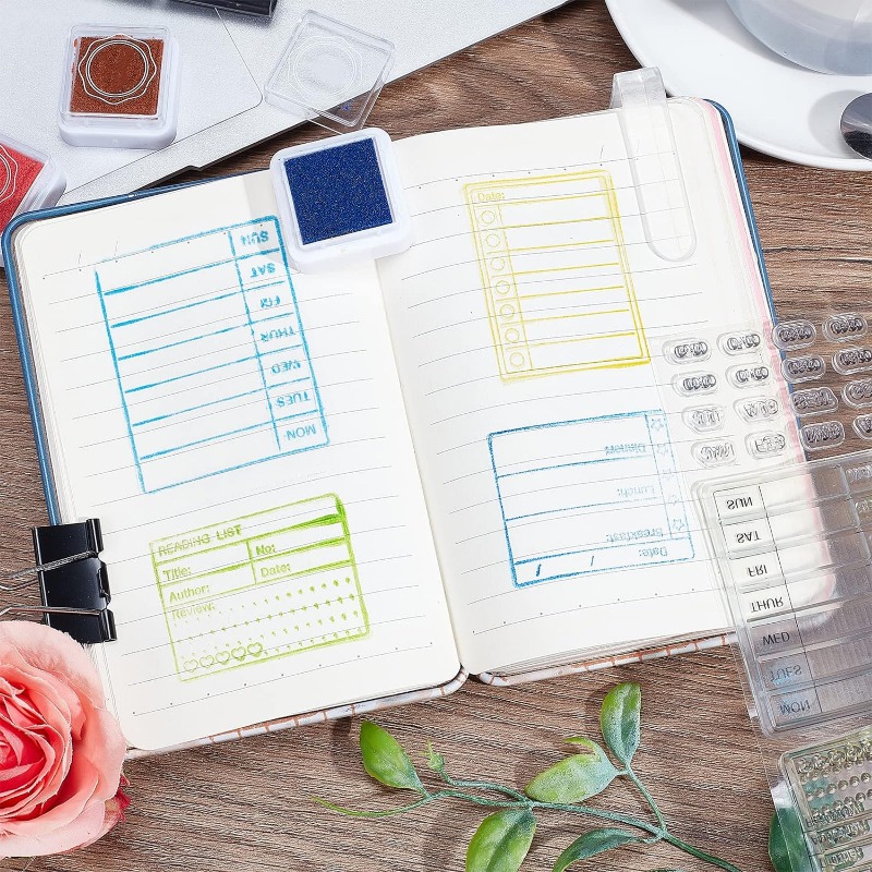 1 vel kalender planner siliconen duidelijke stempels maand week datum tijd transparante stempels voor het maken van kaarten DIY 6,3 x 4,3 inch