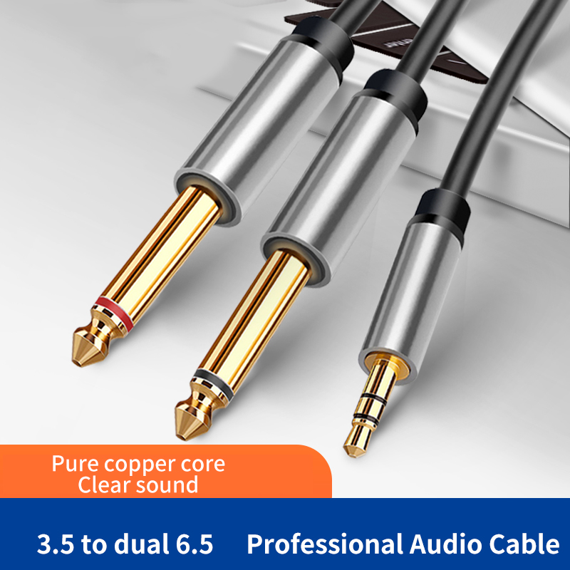 Adaptador Jack de 3,5mm a doble 6,5mm Cable de Audio doble 6,35mm macho 1/4 "Conector Mono a estéreo 1/8" 3,5mm para altavoces iPhone iPod