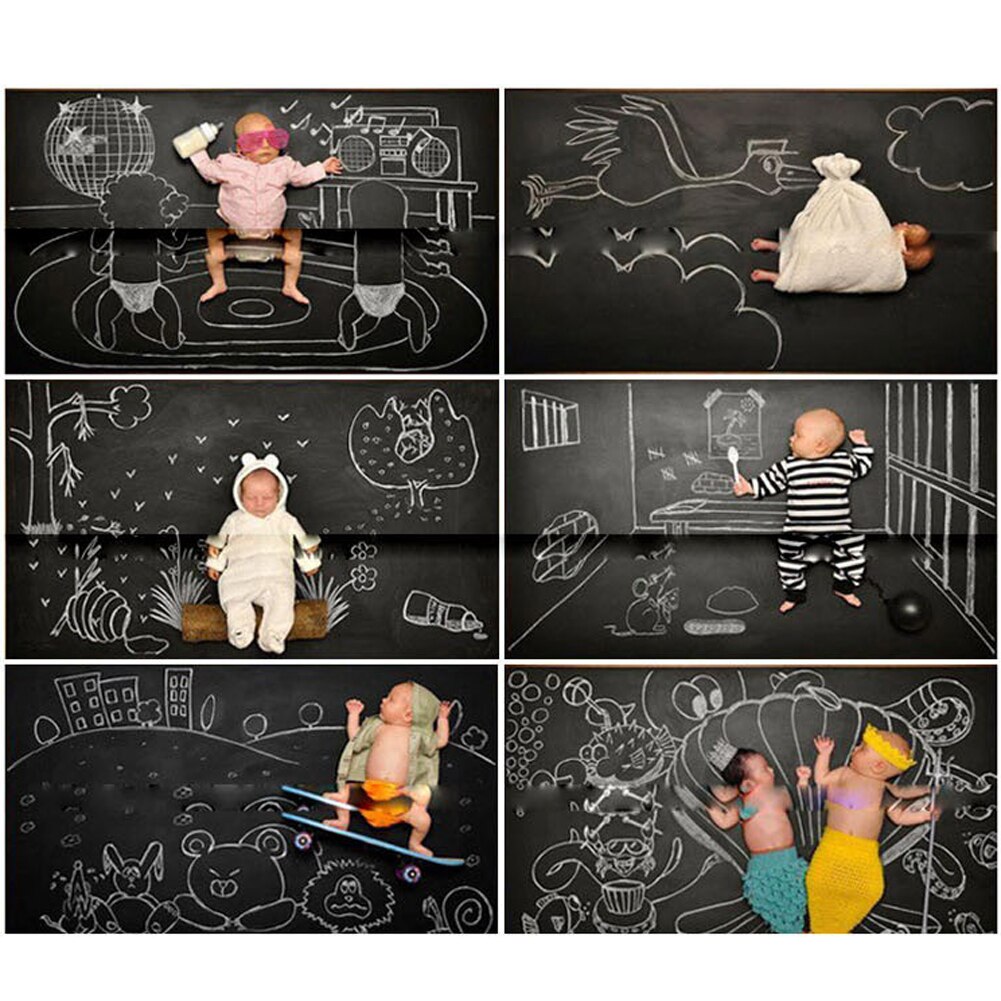 45 x 200cm PVC Blackboard Removable Wall Sticker Chalkboard Decal Blackboard For Children Writing Painting Drawing Black