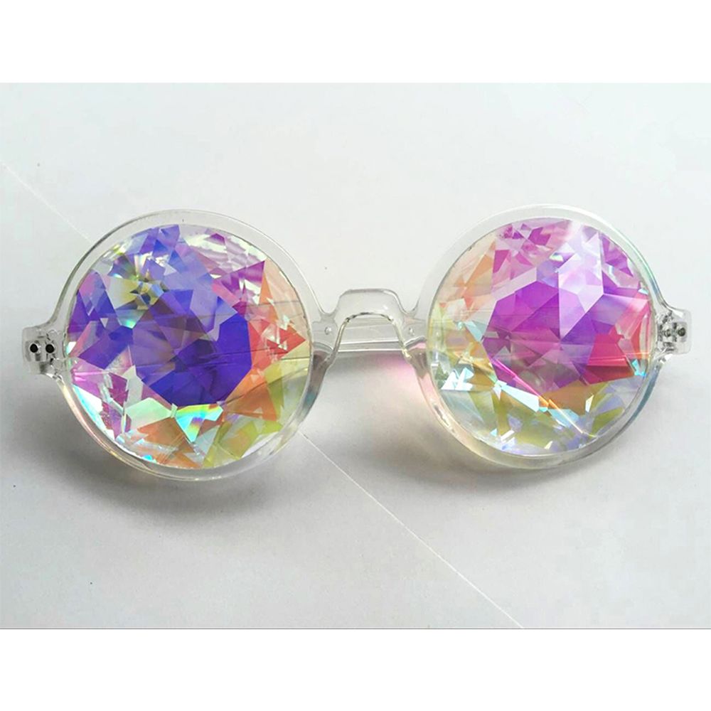 Round Kaleidoscope Glasses Rave Festival Men Women Brand Holographic Kaleidoscope Sunglasses Retro