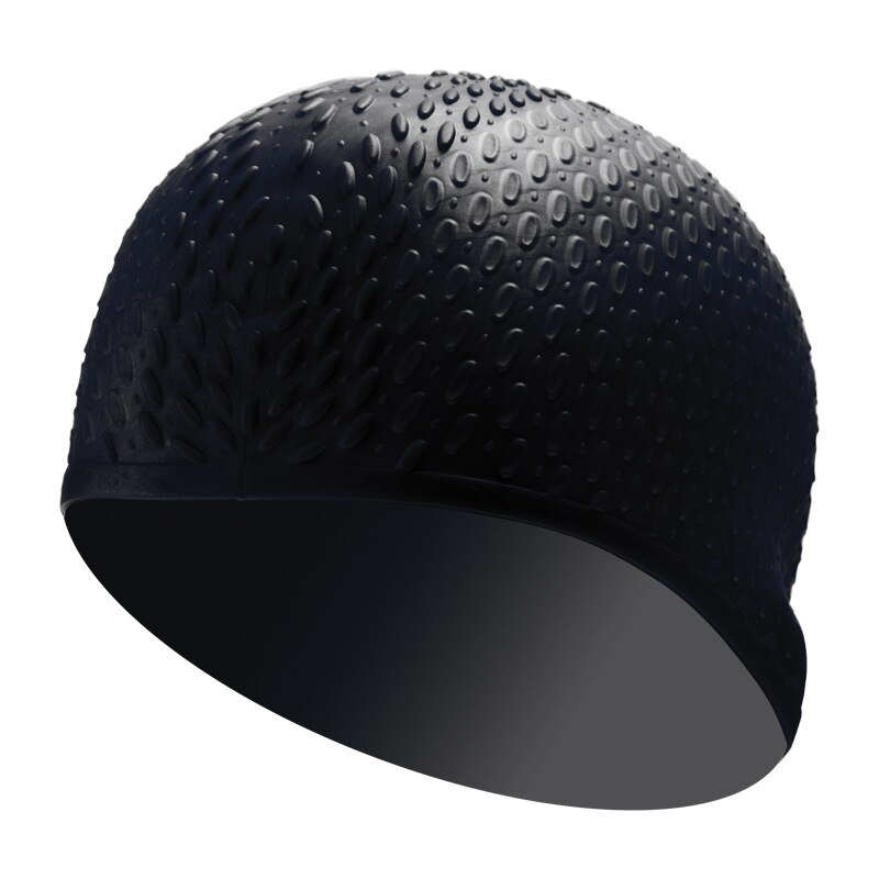 Silicone Waterproof Swimming Caps Protect Ears Long Hair Sports Swim Pool Hat Swimming Cap Free size for Men & Women Adults: Black