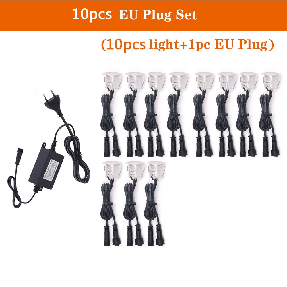 Led dækslys  ip67 vandtæt rustfrit stål forsænket havetrappe underjordisk pærelampe 32mm dæks stolpelys vægspotlight: 10 stk eu sæt / Varm hvid