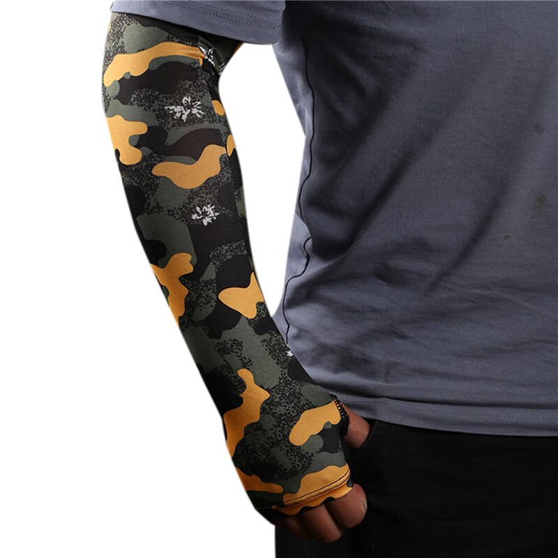 Compression Sports Arm Sleeve Basketball Cycling Arm Warmer Summer Running Tennis UV Protection Volleyball Bands: L dark green sleeve