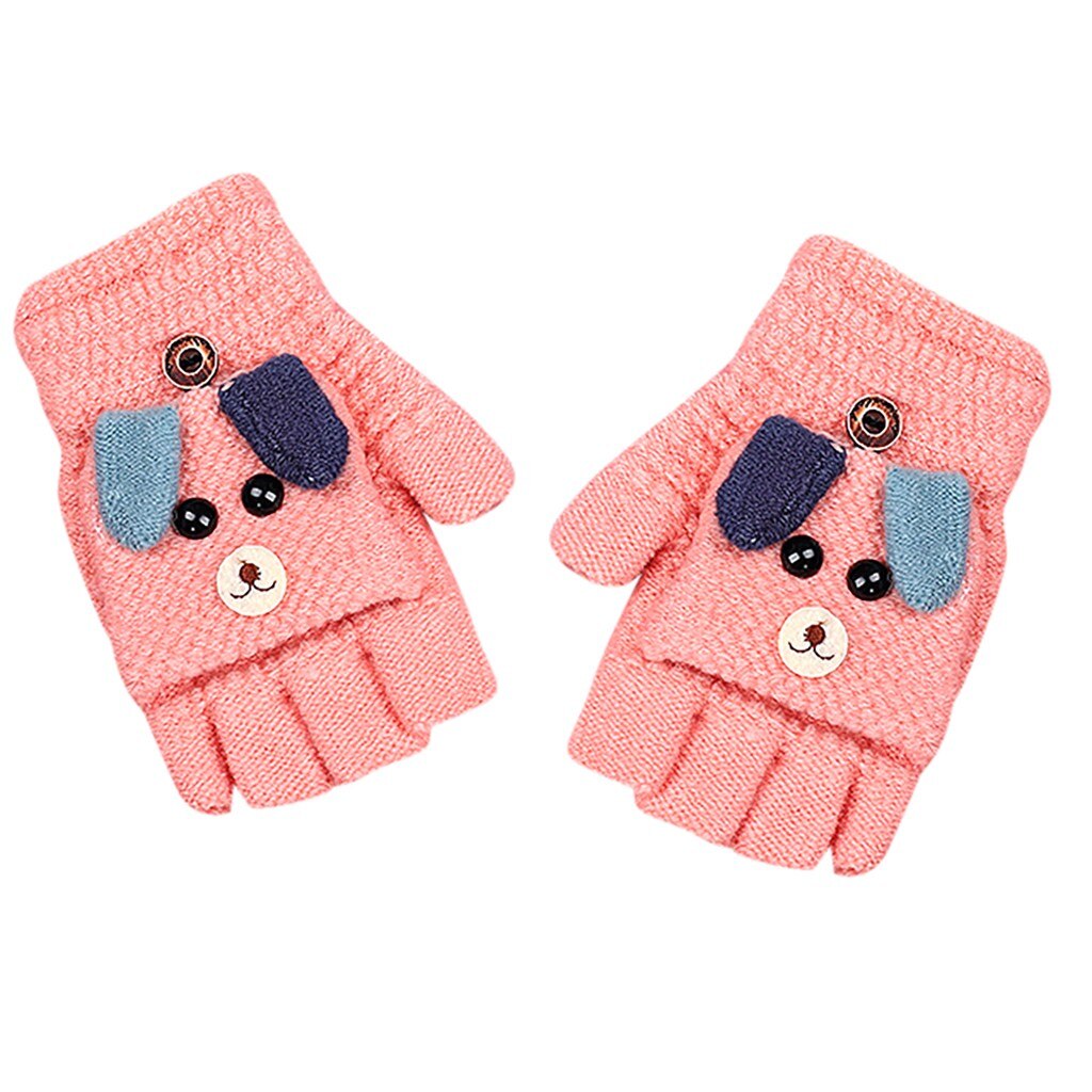 herbst Winter neue freundlicher Nette Fünf-Gefingert Samt Karikatur Warme Gestrickte Handschuhe Handschuhe gestrickte Winter handschuhe # O14: Rosa