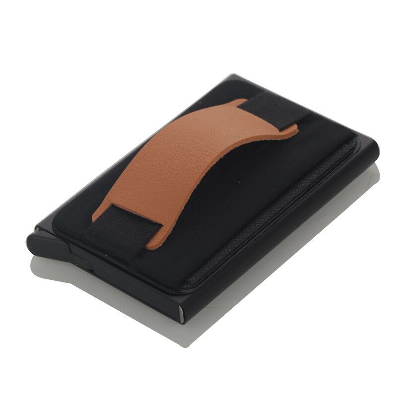 Mannen Creditcardhouder Automatische Kaarthouder Aluminium Mini Portemonnee Met Back Pocket Id-kaart Rfid Blocking Portemonnee: kakhi