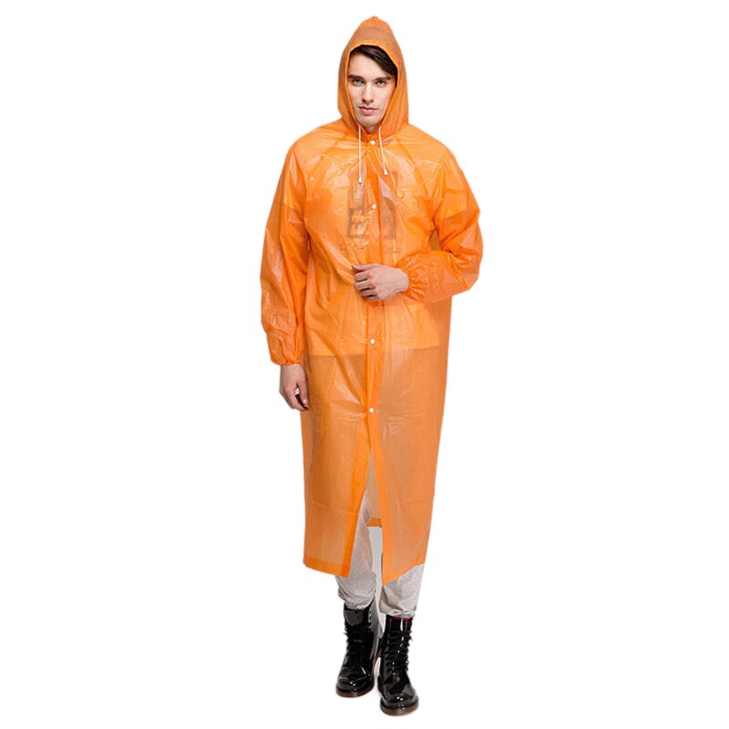 1 PC PEVA Raincoat Thickened Waterproof Rain Coat Women Clear Transparent Camping Portable Waterproof Rainwear Universal: Orange