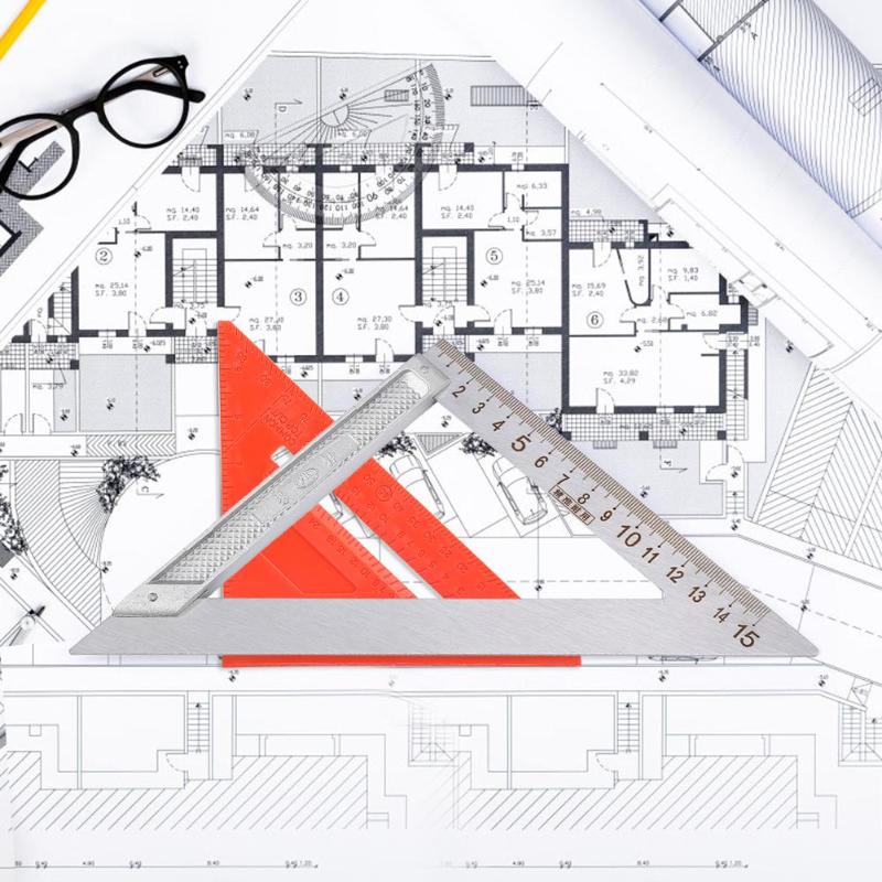 Multifunctionele 90 Graden Haakse Rvs Driehoek Heerser Houtbewerking Meting Tekening Gereedschap