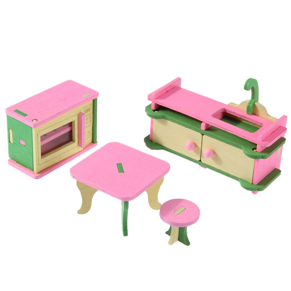 Simulation Miniature Wooden Furniture Toys Dolls Kids Baby Room Play Toy Furniture DollHouse Wood Furniture Set For Dolls: 584