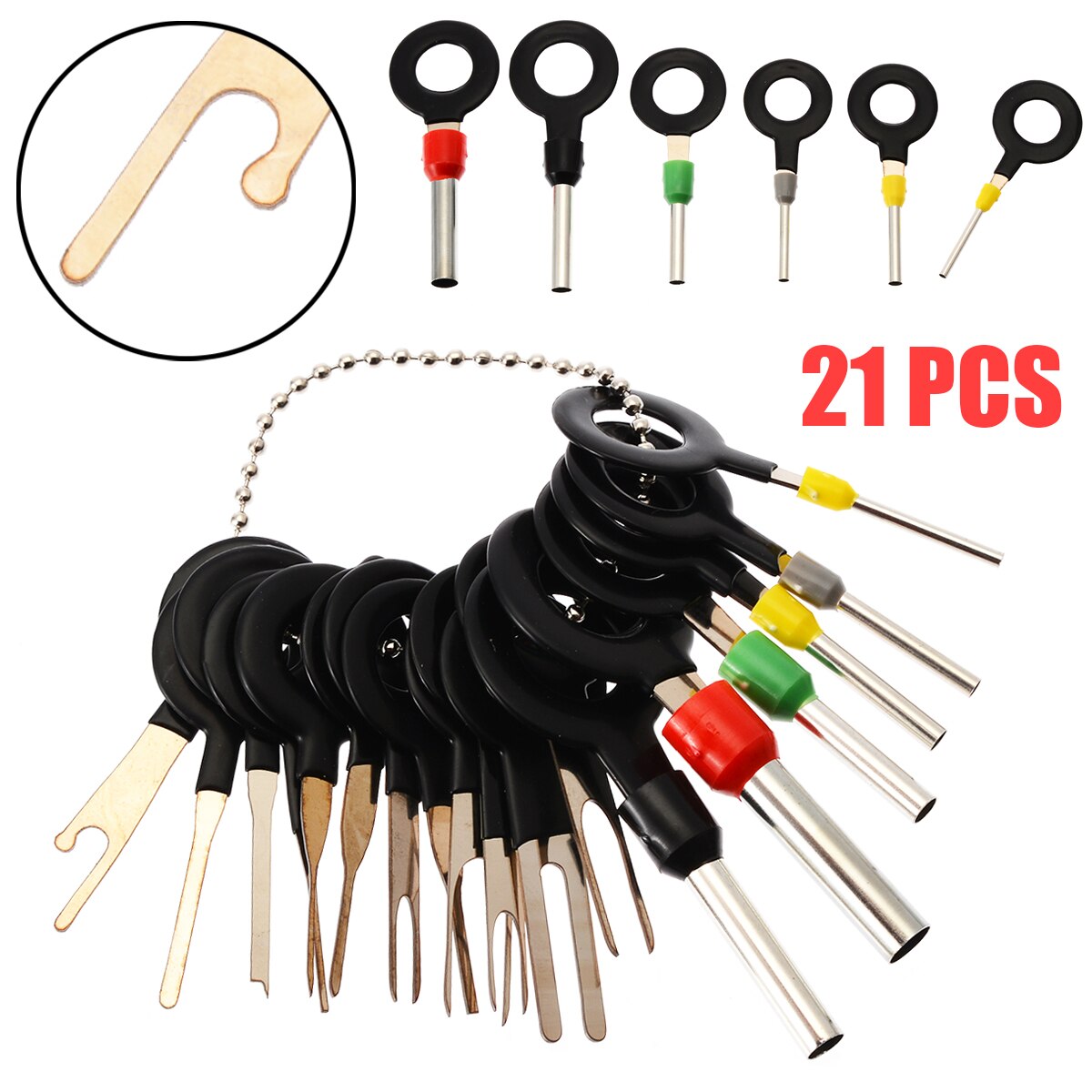 21Pcs/set Car Electrical Terminal Wiring Crimp Connector Pin Removal Key Tool Kit Car Stylus Repair Tools