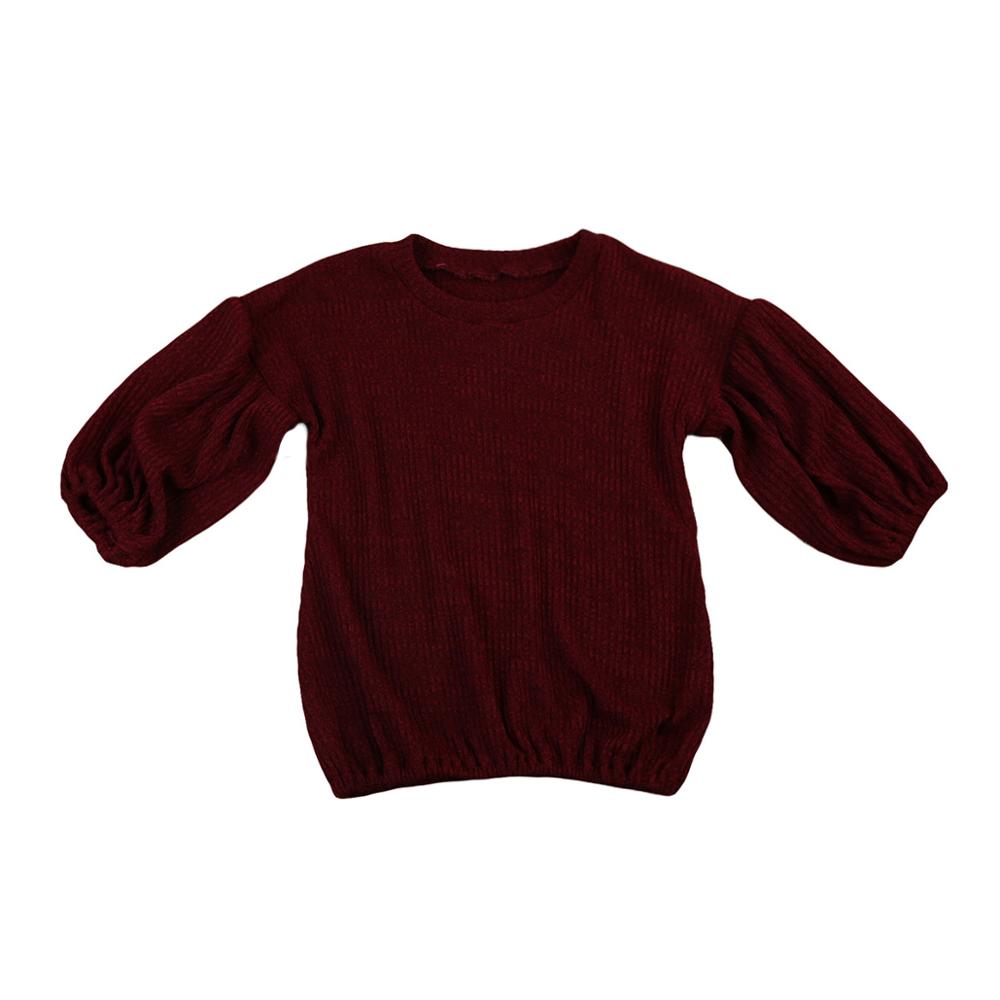 vino rojo niños bebé Niñas Ropa suéter Casual linterna manga larga suéteres sudaderas ropa para bebé 1-6T: wine red / 2T