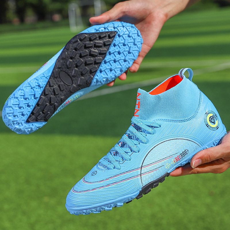 Original Männer's Gesellschaft Fußballschuh für Herren TF/FG Rasen Fußballschuhe Feldtraining Professionelle Fußballschuhe für Teenager: Himmel Blau / 34