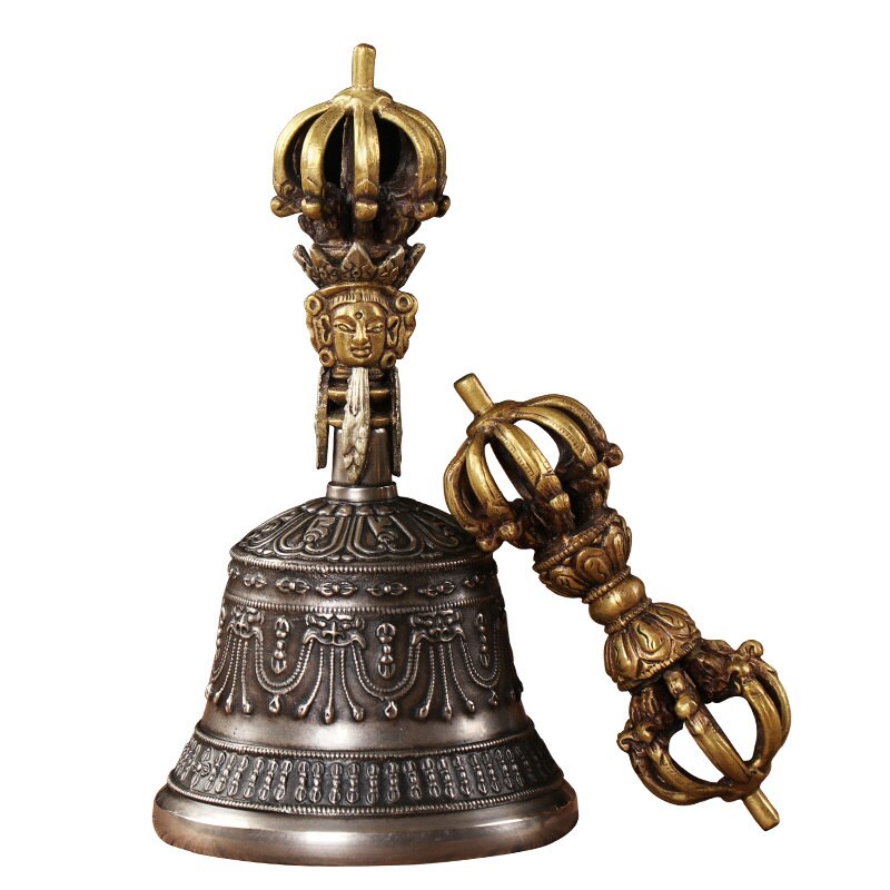 Nepal Tibetan Nine-Strand Vajra Bells And Pestles Bronze Flower Bells Bells Sound Crisp Buddhist Supplies Handmade Bells: M / bell