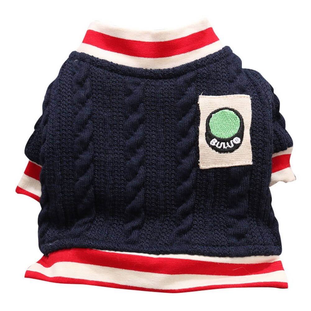 Hond Trui Warme Hondenkleding Gevlochten Coltrui Gebreide Puppy Trui Twisted Touw Gebreide Hond Jumper Jas Voor Honden Katten: Blauw / M