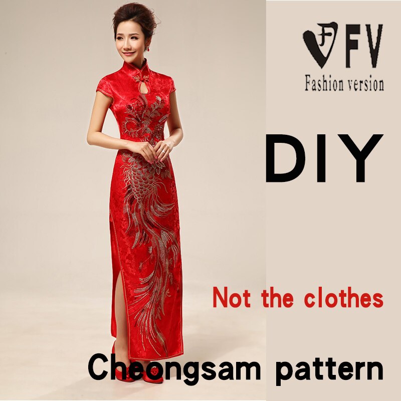 Patroon Maken Vrouwen Chinese Stijl Klassieke Lange Stand Kraag Kleine Cap Mouw Cheongsam Patroon 1:1 Snijden Tekening BQP-1