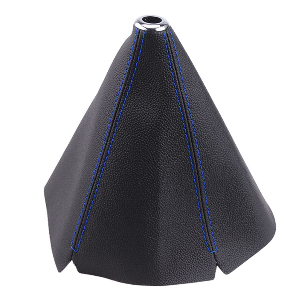 16mm Universal PU Leather Car Gear Shift Collars Carbon Fiber Auto Car Manual Stick Shifter Knob Gear Shift Boot Cover Gaiter: Blue