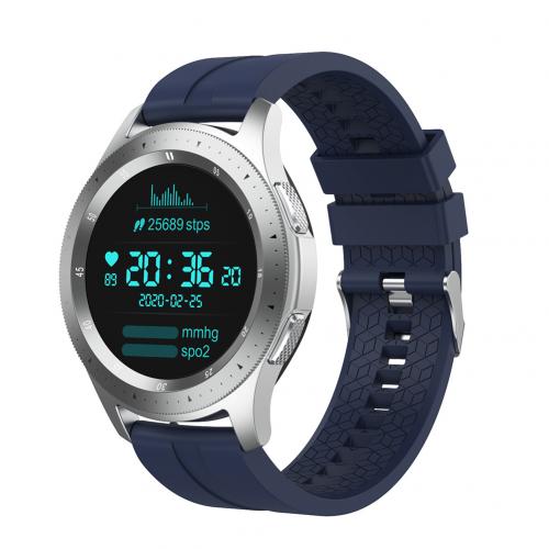 W68 1.3 inch bluetooth smartwatch heren waterdicht hartslagmeter muziekspeler smartwatch sport fitness tracker horloges: Blauw