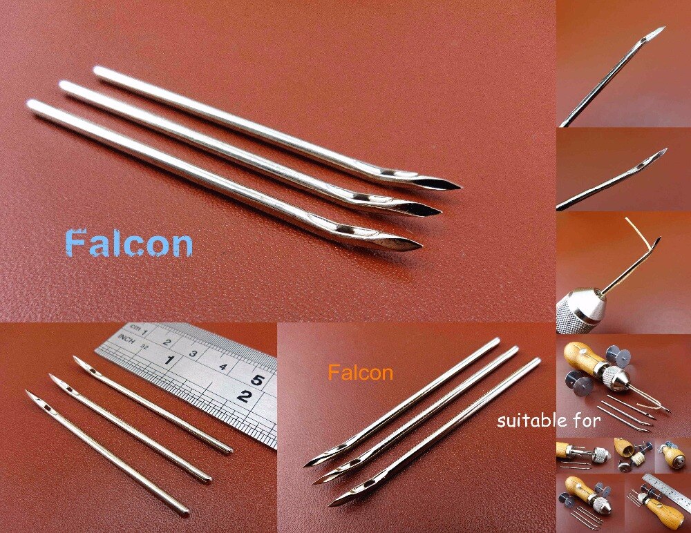 3pcs Leather Craft Sewing Stitching Automatic Lock Speedy Stitcher Awl Curved Head Diamond Point Needles Tool Set