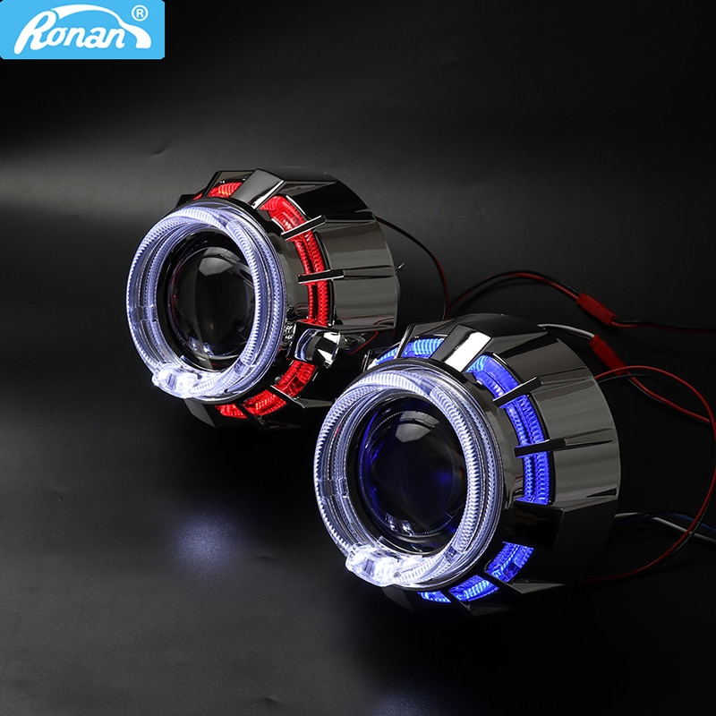 RONAN mini 2,5 doble LED Ojos de Ángel drl bi-xenon proyector 8,1, lente de faro de coche h1 retrofit DIY h4 h7, de coche