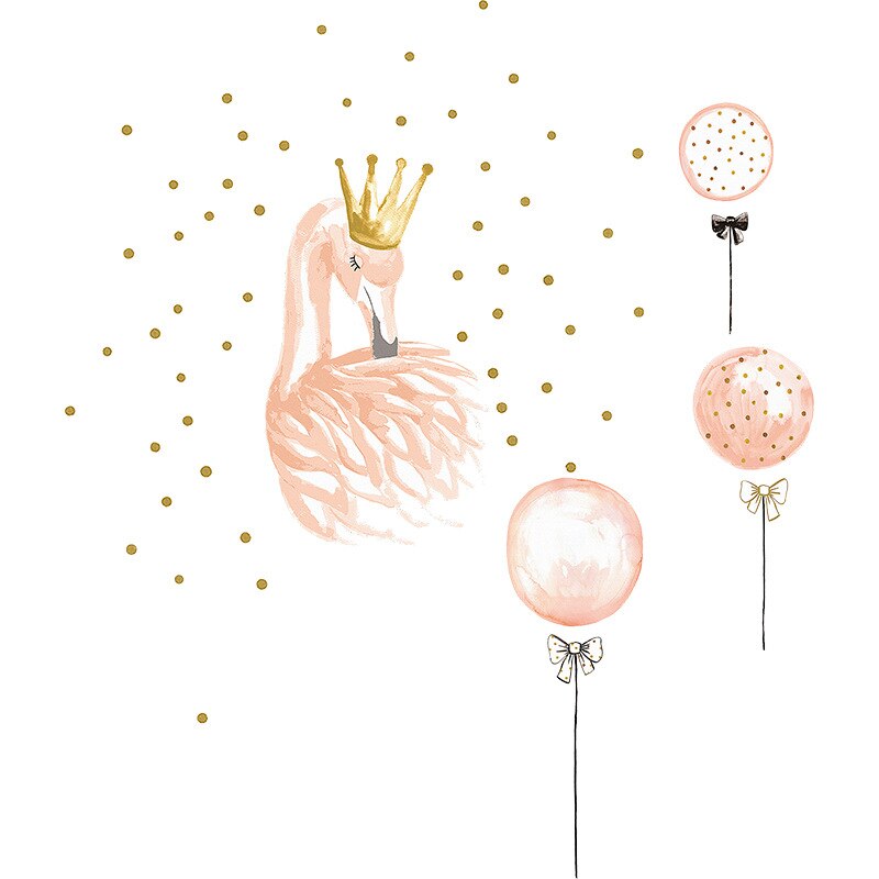 Beautiful Swan Wall Stickers for Kids Girl Room Home Decor Bedroom Background Decoration Wallpaper Living Room Beautify Sticker