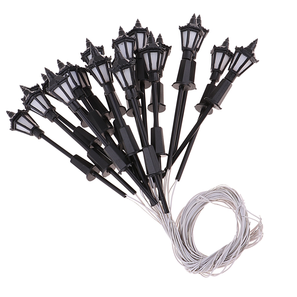 20 Stuks 1:150 Model Railway Trein Lamp Post Miniatuur Tuin Landschap Straatverlichting Ho Oo Schaal Leds Enkele Hoofd Decoratie