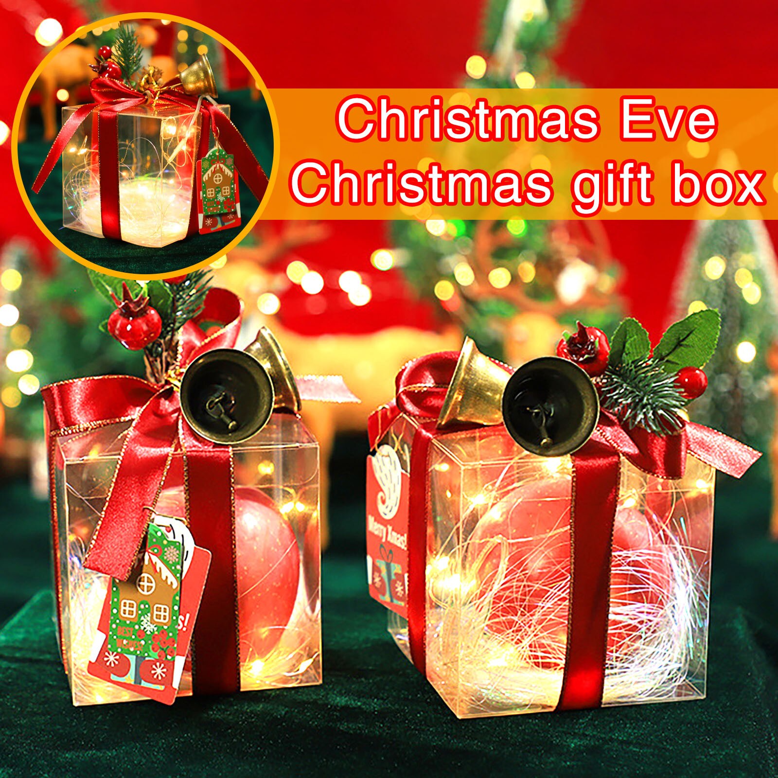 Thuis Kerst Decoratie Verlichting Pvc Kerst Box Candy Verpakking Xmas Apple Giftbox Ornamenten Decor Geschenkdoos